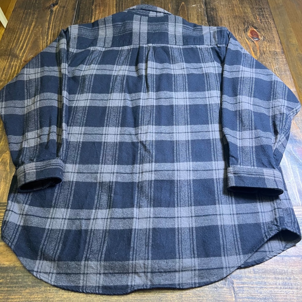 Field & Stream Mens XL Gray Black Plaid Cotton Flannel Button Down Shirt vintage - Picture 6 of 6